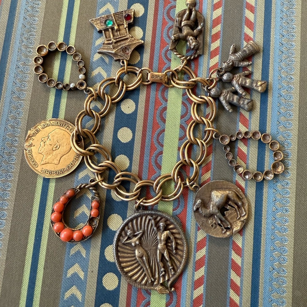 Vintage Gold Coin Charm Bracelet